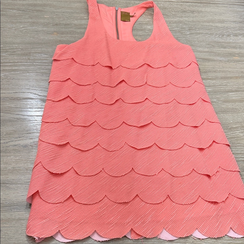 Girls' Coral Scallop Tiered Tank Dress